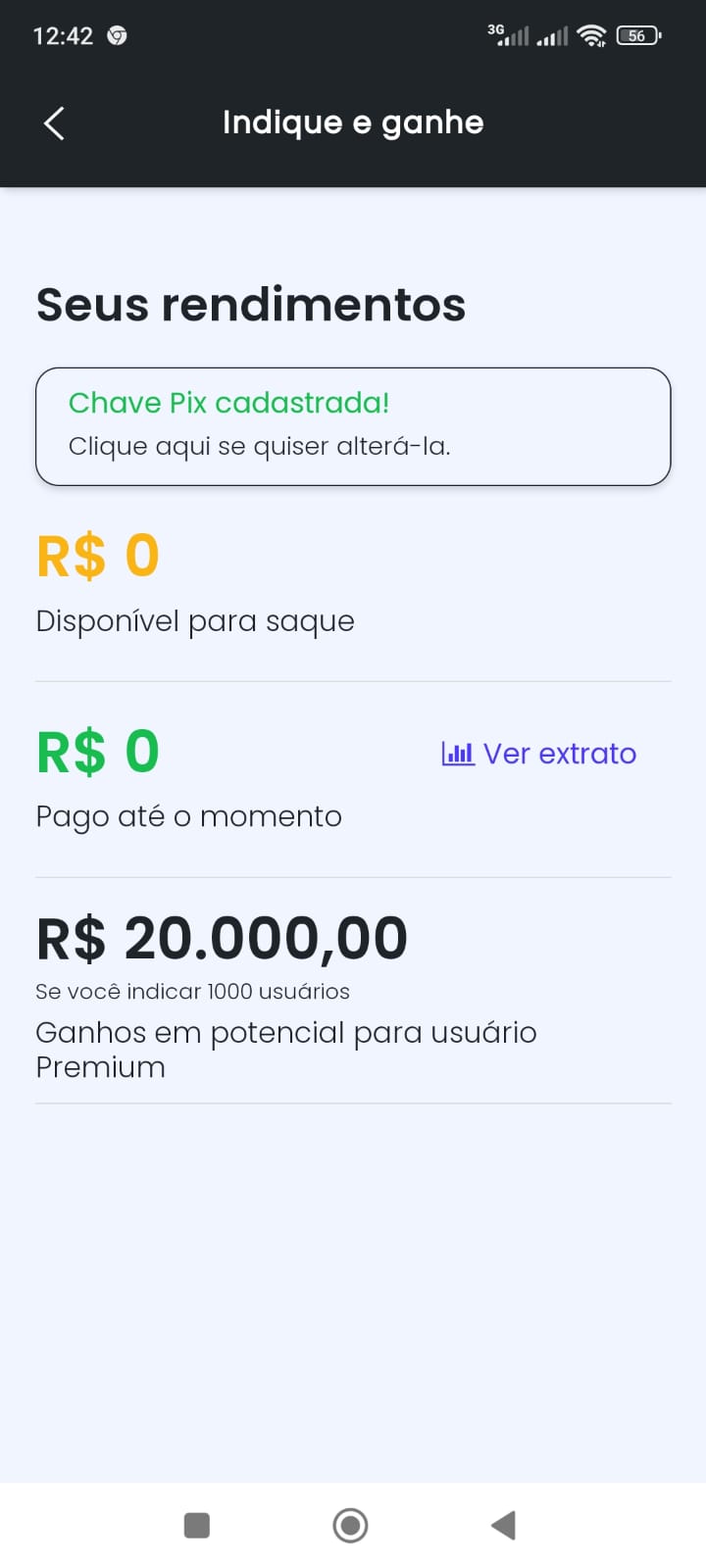 Rendimentos do programa de indicações