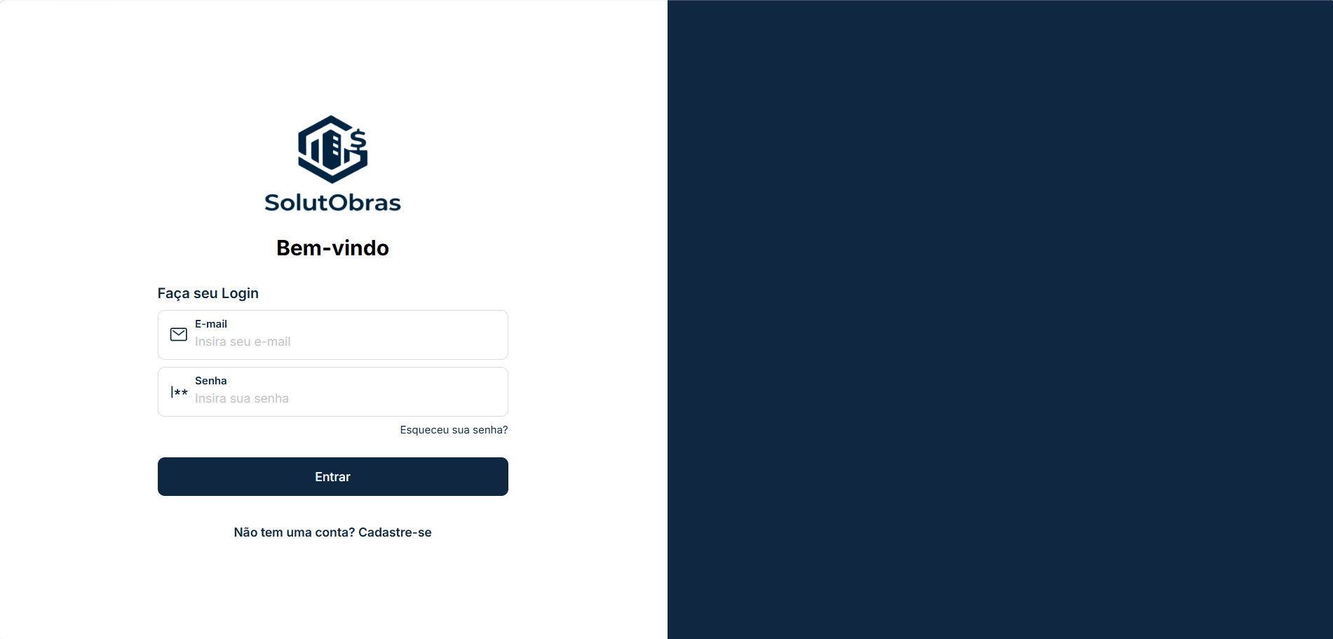 Tela de login da SolutObras