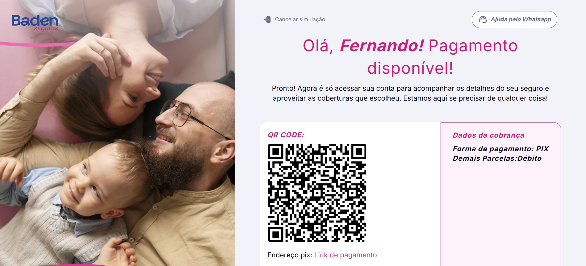 Pagamento disponível por Pix